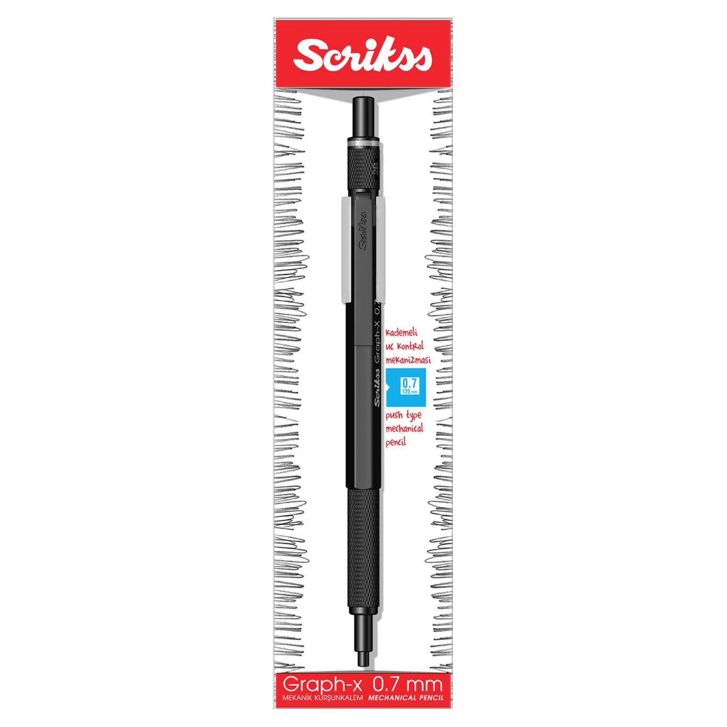 SCRIKSS - Graph-X 0.7 მმ Matt Black მექანიკური ფანქარი