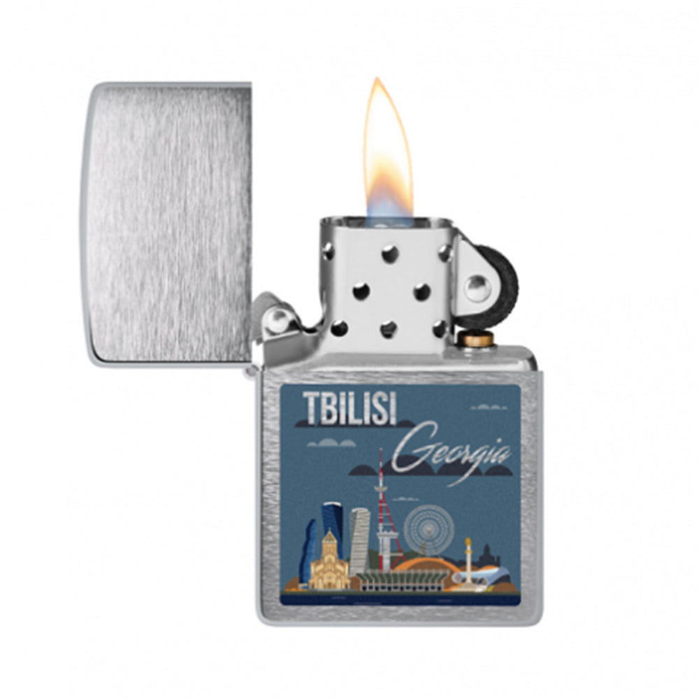 ZIPPO - 200 - 113464 Brushed Chrome Tbilisi Design სანთებელა