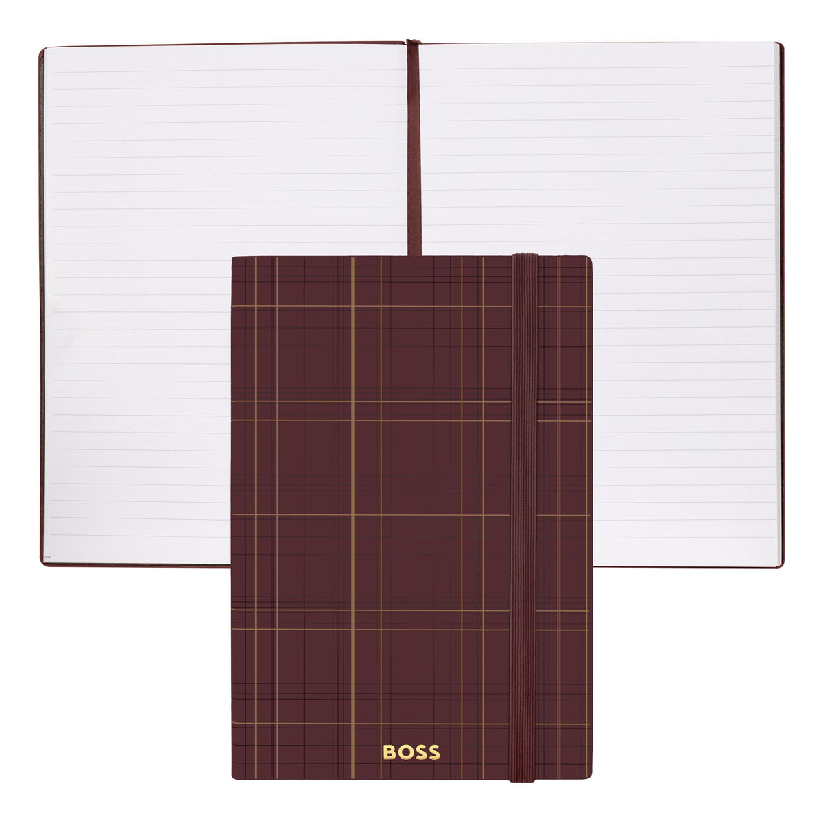 HUGO BOSS - A5 Checkered Burgundy Lined ბლოკნოტი