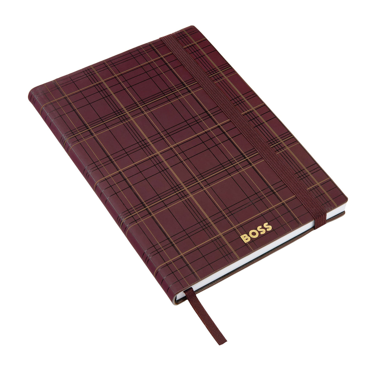 HUGO BOSS - A5 Checkered Burgundy Lined ბლოკნოტი