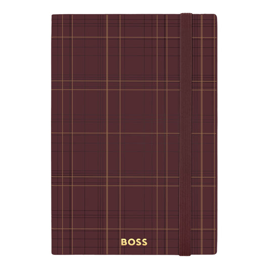 HUGO BOSS - A5 Checkered Burgundy Lined ბლოკნოტი